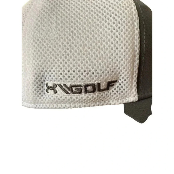 Under Armour Men's UA Golf Hat Mesh Dark Gray, White, M/L Puff Embroidered Logo - Picture 2 of 12
